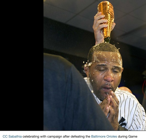 yankees champagne celebration beau joie