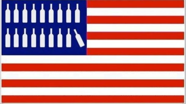 wine botte american flag
