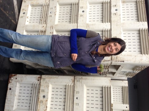 Melissa showing off her Riesling, which was delicious to eat just on its own