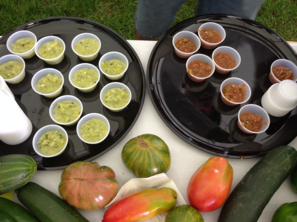 They made two kinds of tomato gazpacho - the green was was amazing with a touch of cream and honey