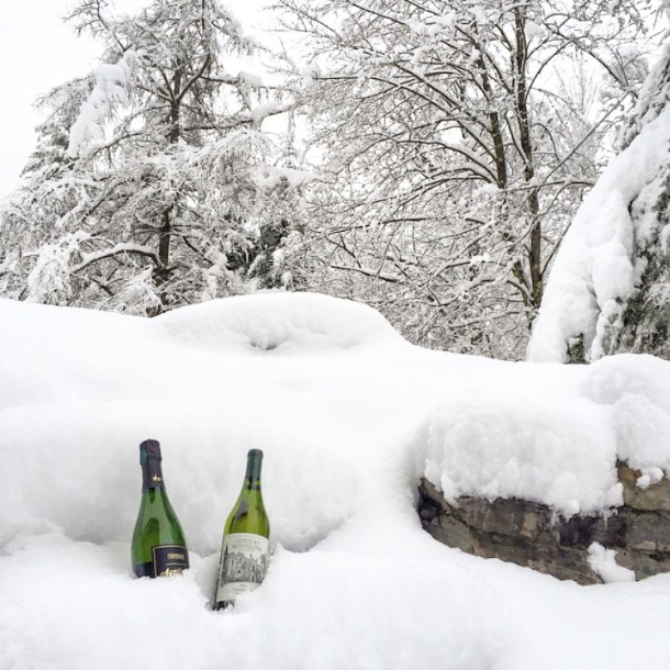 after a massive snowstorm, chilling wine is a snap!